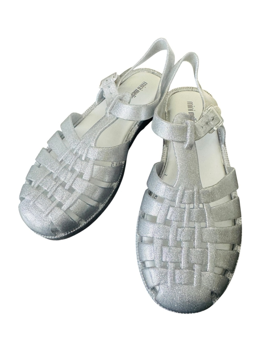 Mini Melissa Possession Shiny Silver Glitter Jelly Sandals Kids Size 3